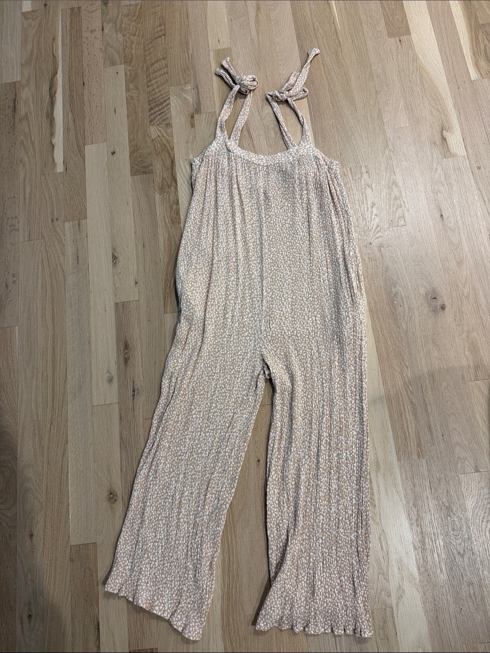 Vici Peach Speckled Tie-Shoulder Wide-Leg Jumpsuit